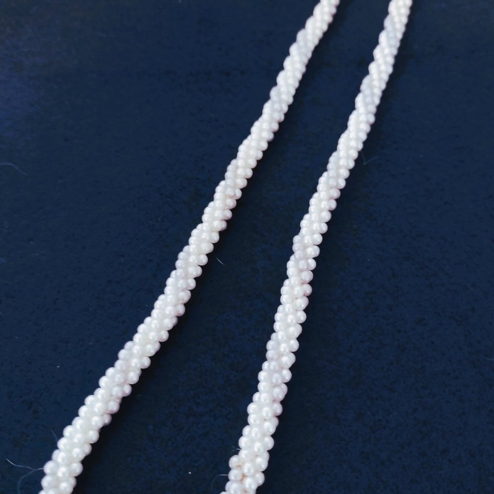 Tiny Faux Pearl Bead Entwined Necklace